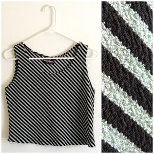 90s Minimalism Stripe Sleeveless Short Top